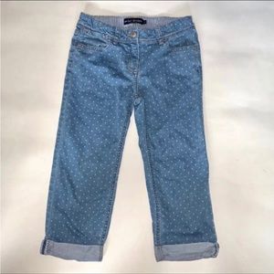 Girls polka dot Turn Ups Capri Crop Rollup Jeans Denim Mini Boden 12 Y